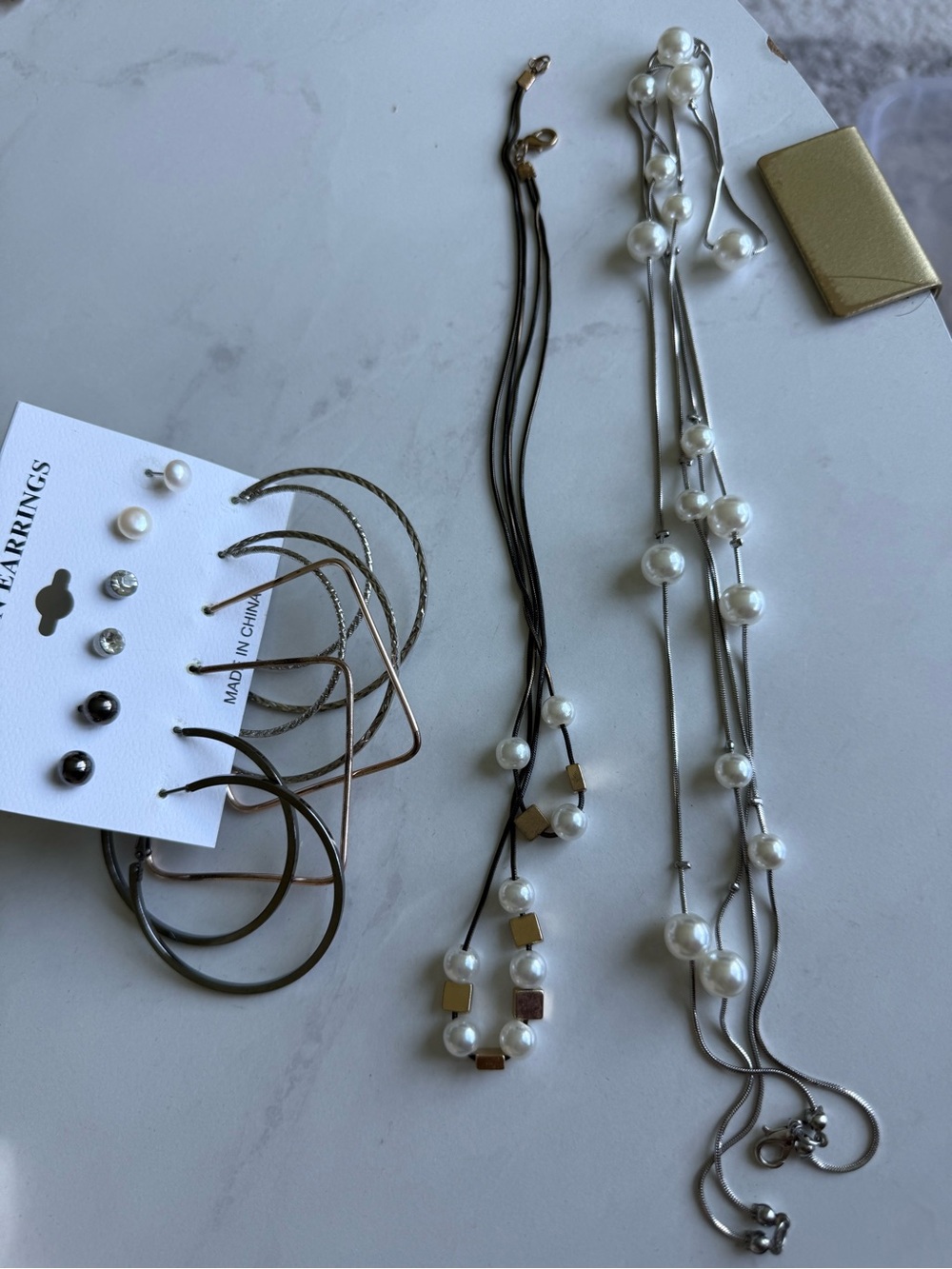 Multi-Strand Faux Pearl Necklace in White - Women Accessories